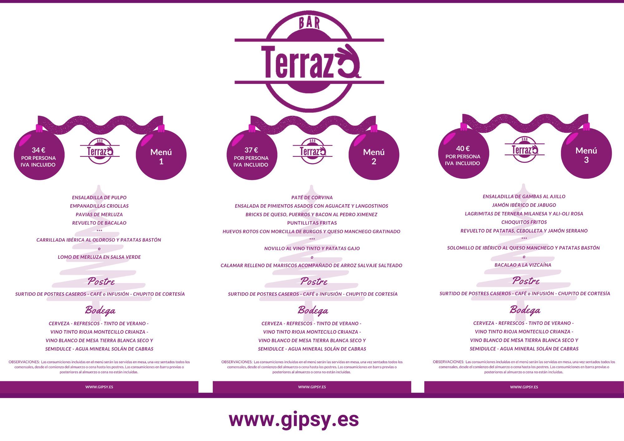 menu navidad bar terraza